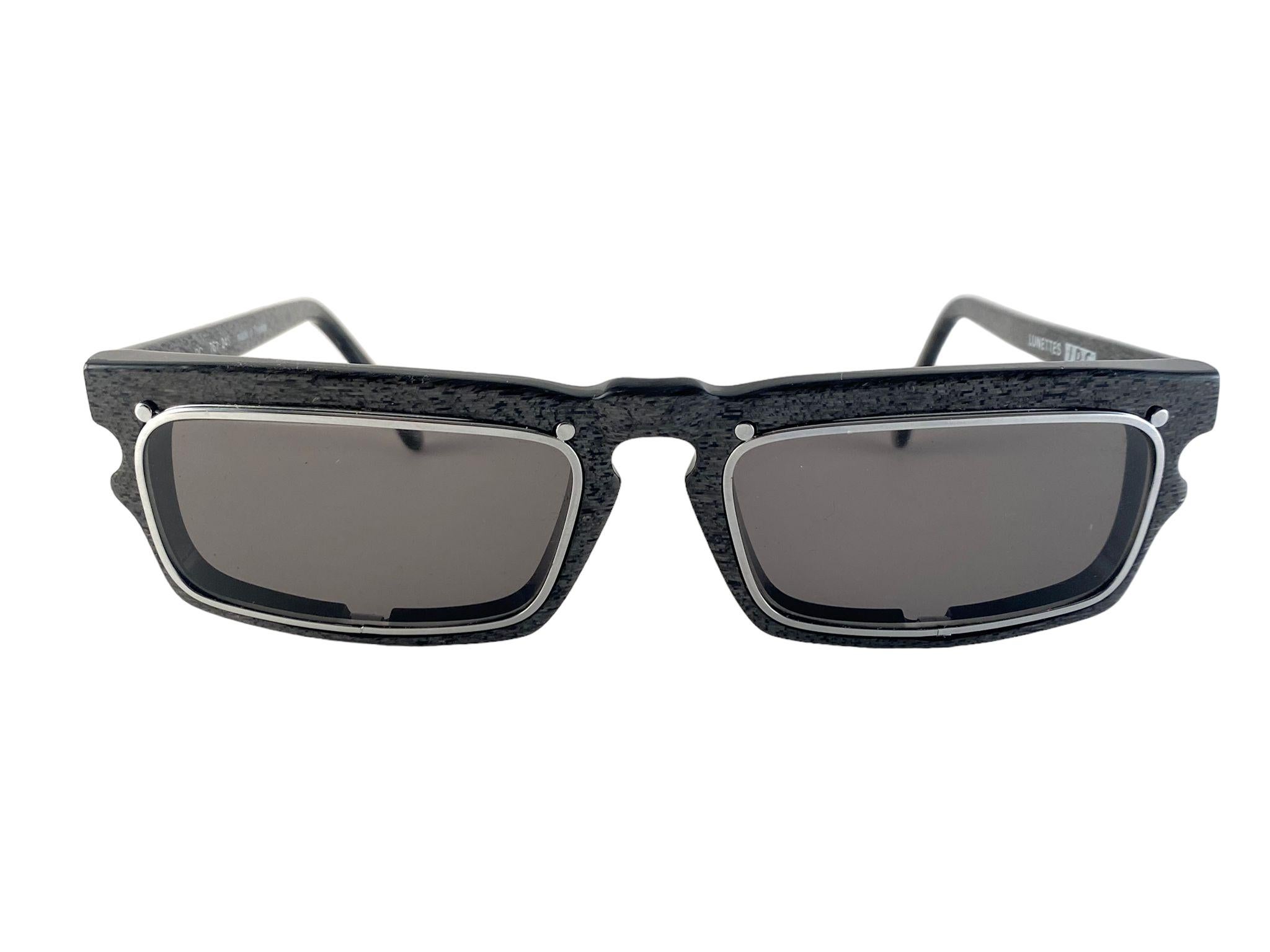 Gray New Vintage IDC 767 Grey Marbled Rectangular Sunglasses 1980's Made in France For Sale