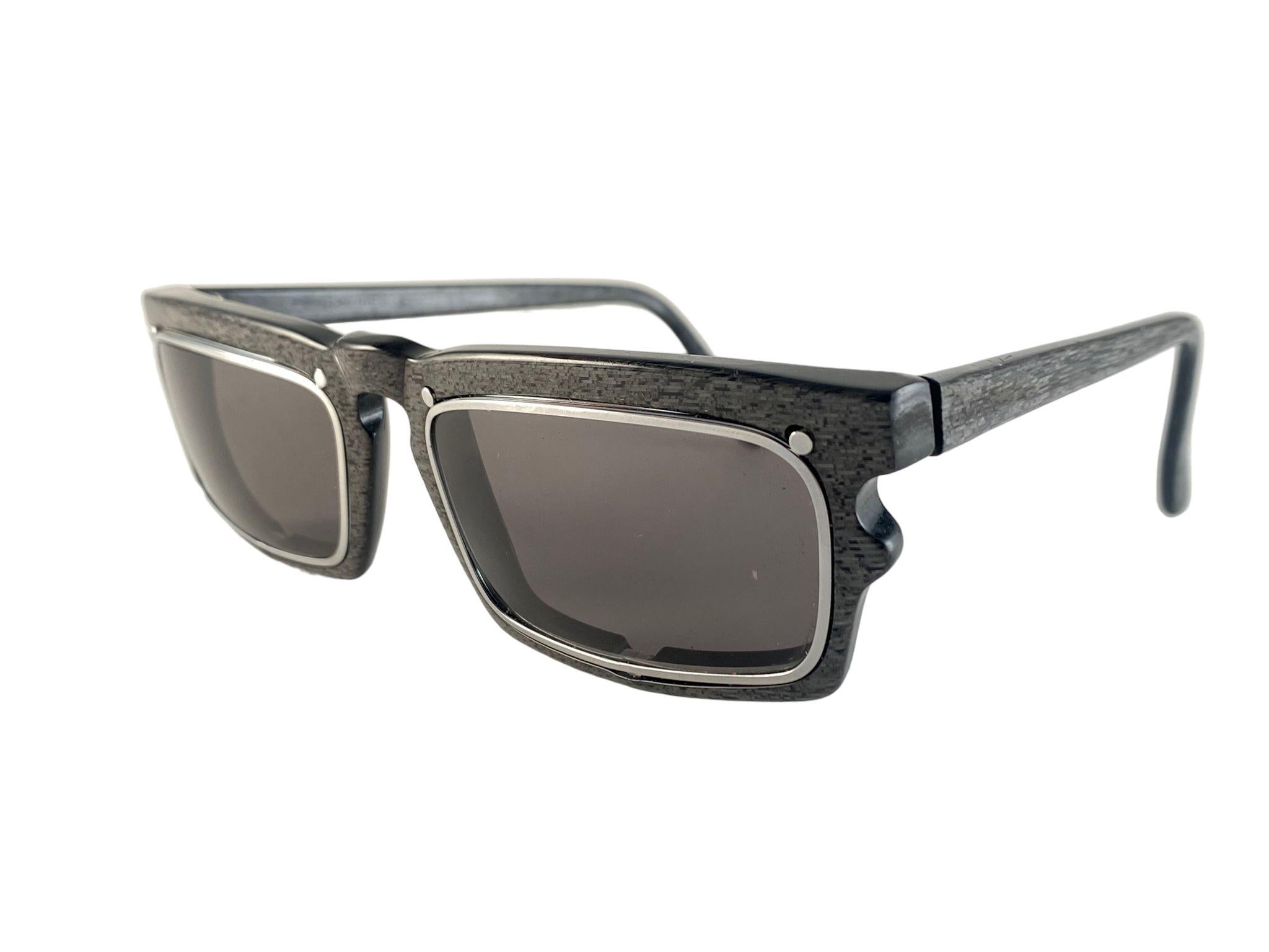 New Vintage IDC 767 Grey Marbled Rectangular Sunglasses 1980's Made in France For Sale 1