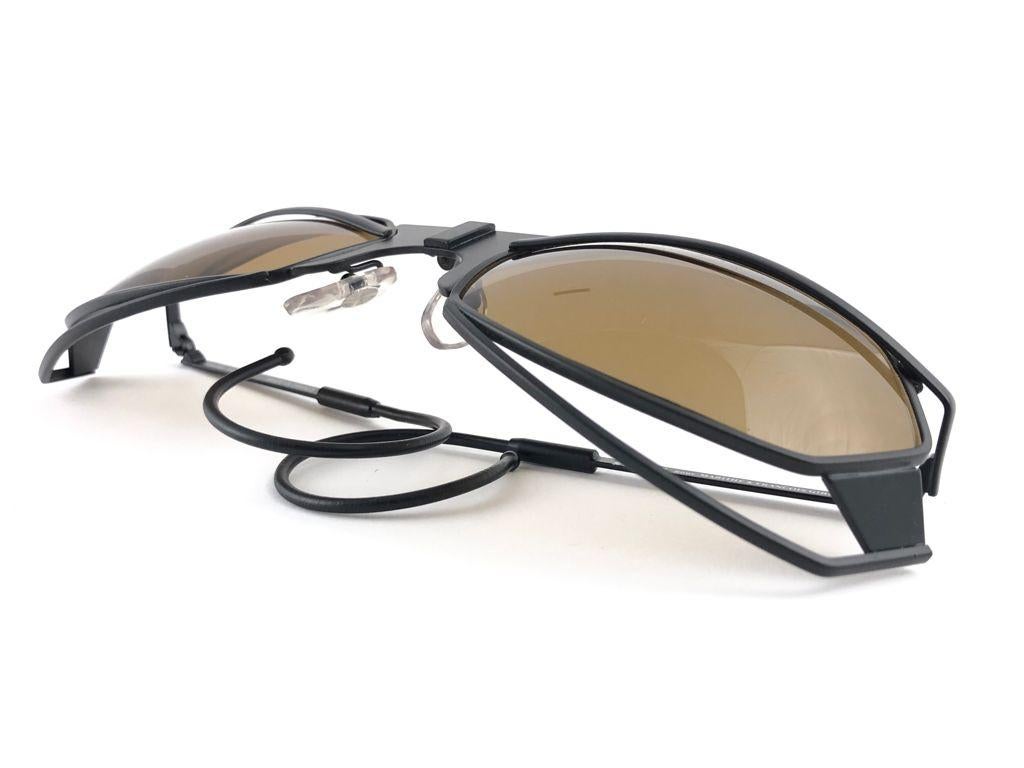 New Vintage IDC G1 Marithe Francois Girbaud Folding Black mate Sunglasses France For Sale 8