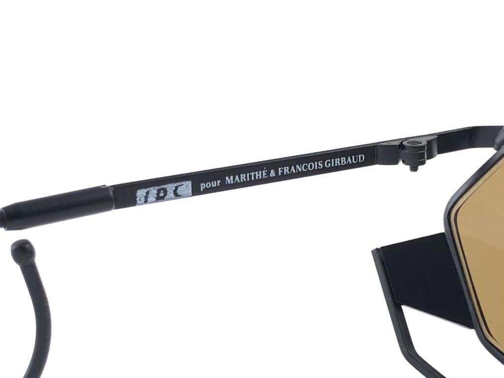 New Vintage IDC G1 Marithe Francois Girbaud Folding Black mate Sunglasses France For Sale 1