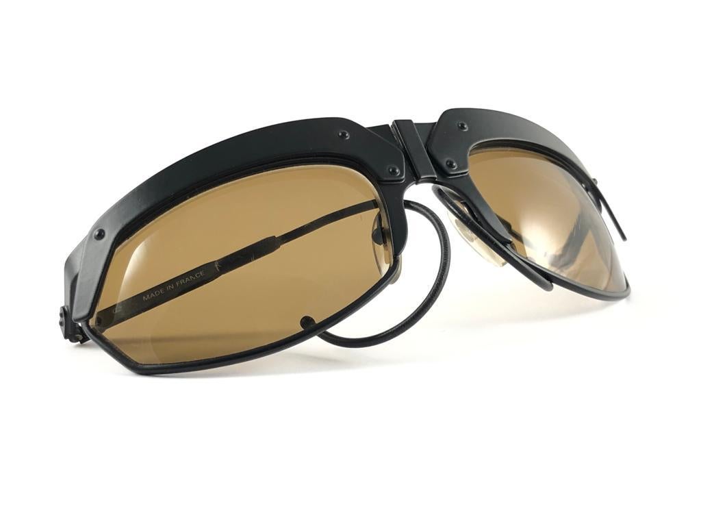 New Vintage IDC G1 Marithe Francois Girbaud Folding Black Sunglasses France 6