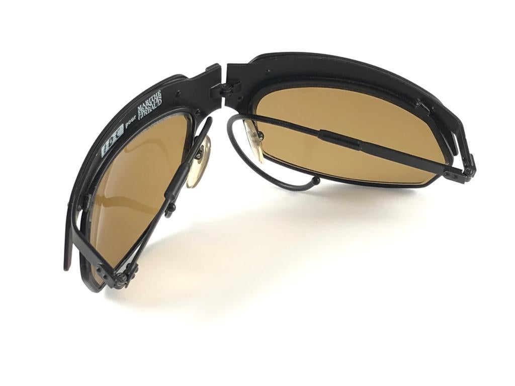 Marron Nouveau Vintage IDC G1 Marithe Francois Girbaud - Lunettes de soleil pliantes noires, France