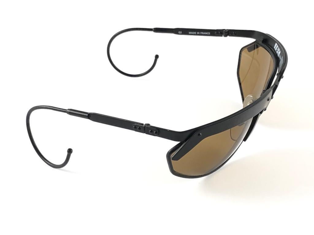Marron Nouveau Vintage IDC G1 Marithe Francois Girbaud - Lunettes de soleil pliantes noires, France