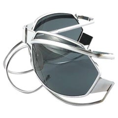 New Vintage IDC G1 Marithe Francois Girbaud Folding Silver Sunglasses France