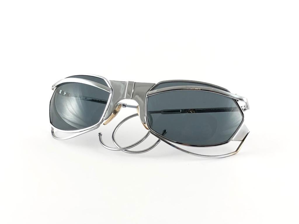 Neu Vintage IDC G1 Marithe Francois Girbaud klappbare Silber-Sonnenbrille, Frankreich für Damen oder Herren im Angebot