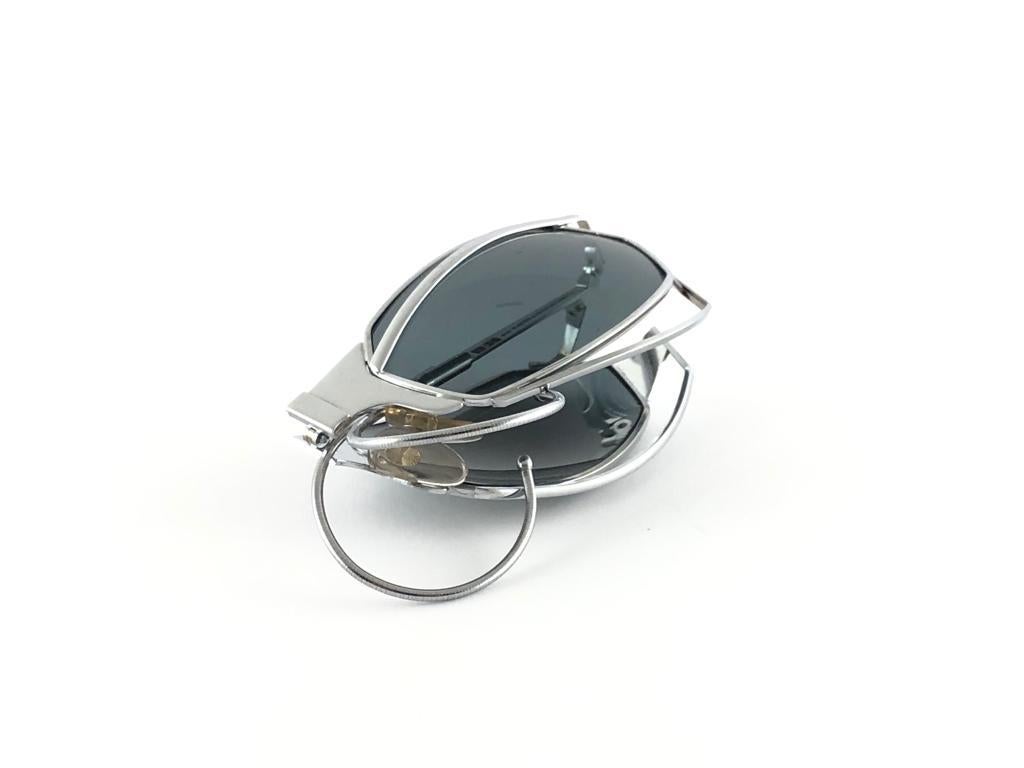New Vintage IDC G1 Marithe Francois Girbaud Folding Silver Sunglasses France Unisexe en vente