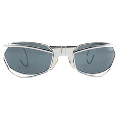 New Vintage IDC G1 Marithe Francois Girbaud Folding Silver Sunglasses France