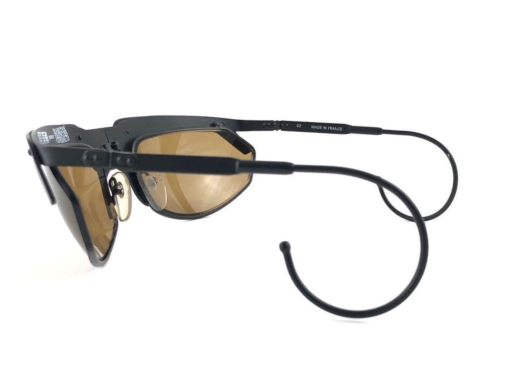 New Vintage IDC G2 Marithe Francois Girbaud Folding Black mate Sunglasses France In New Condition In Baleares, Baleares