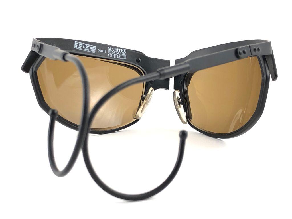 New Vintage IDC G2 Marithe Francois Girbaud Folding Black mate Sunglasses France 1