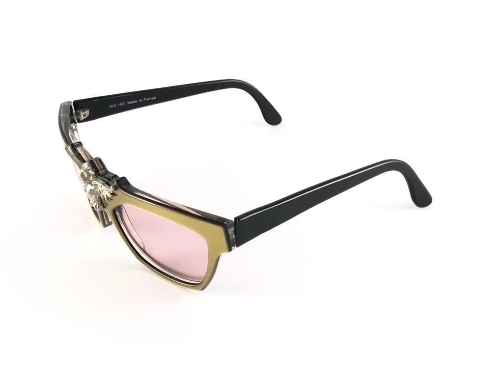 Nuovi occhiali da sole vintage IDC Lunettes 193 Gold Mask anni '80 Francia in vendita 1