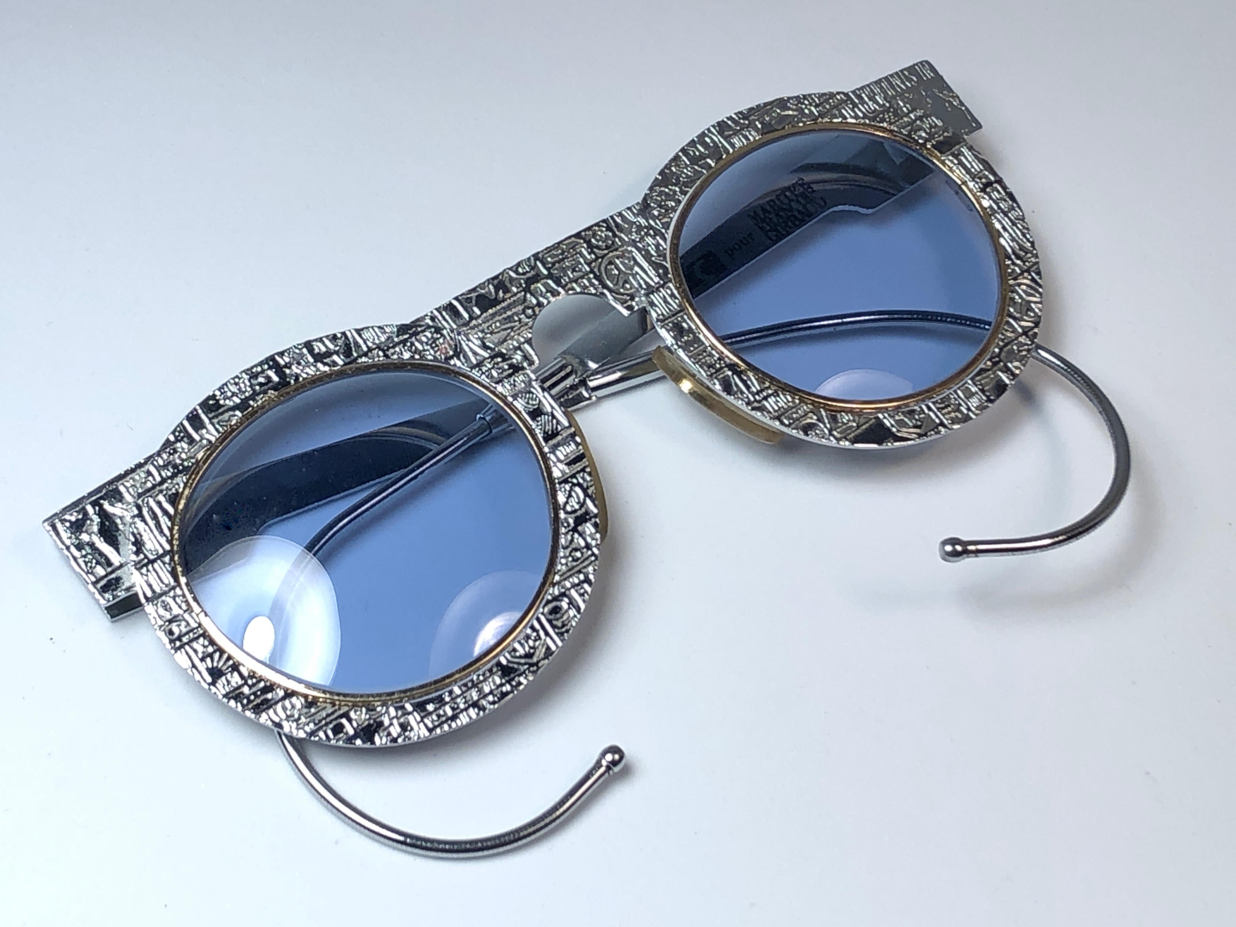 Purple New Vintage IDC Pour Marithe Francois Girbaud Round Silver Sunglasses France