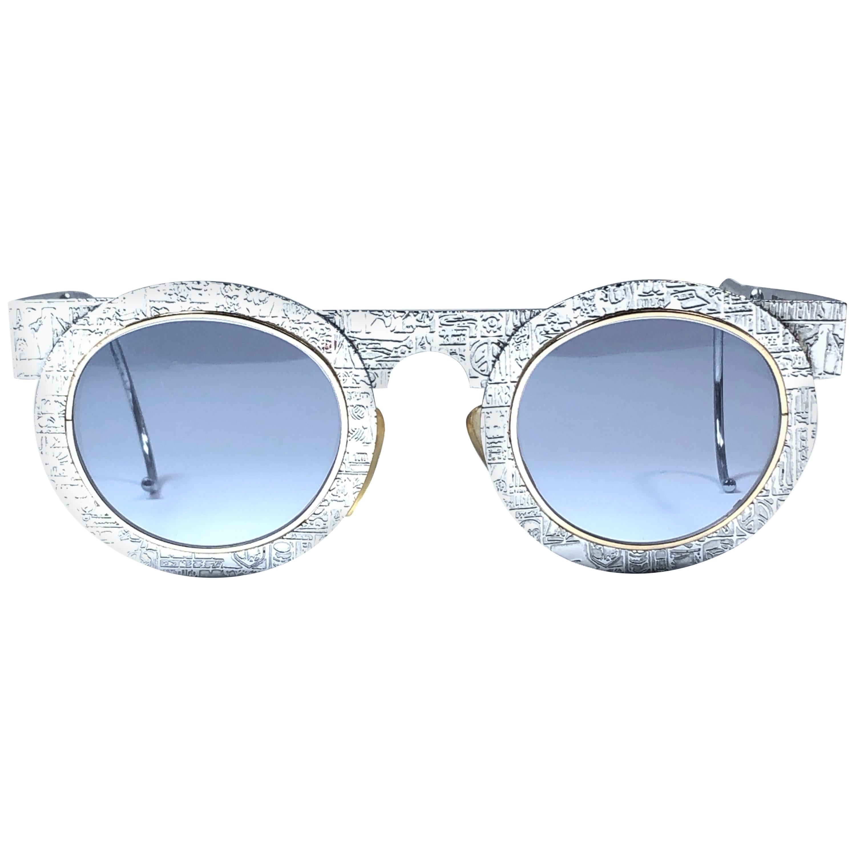 New Vintage IDC Pour Marithe Francois Girbaud Round Silver Sunglasses France