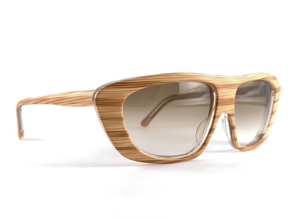 New Vintage IDC Translucent & Wood Lenses Gradient Lenses Sunglasses 80s France Neuf - En vente à Baleares, Baleares