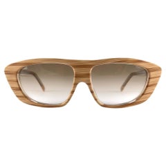 New Vintage IDC Translucent & Wood Pattern Gradient Lenses Sunglasses 80s France