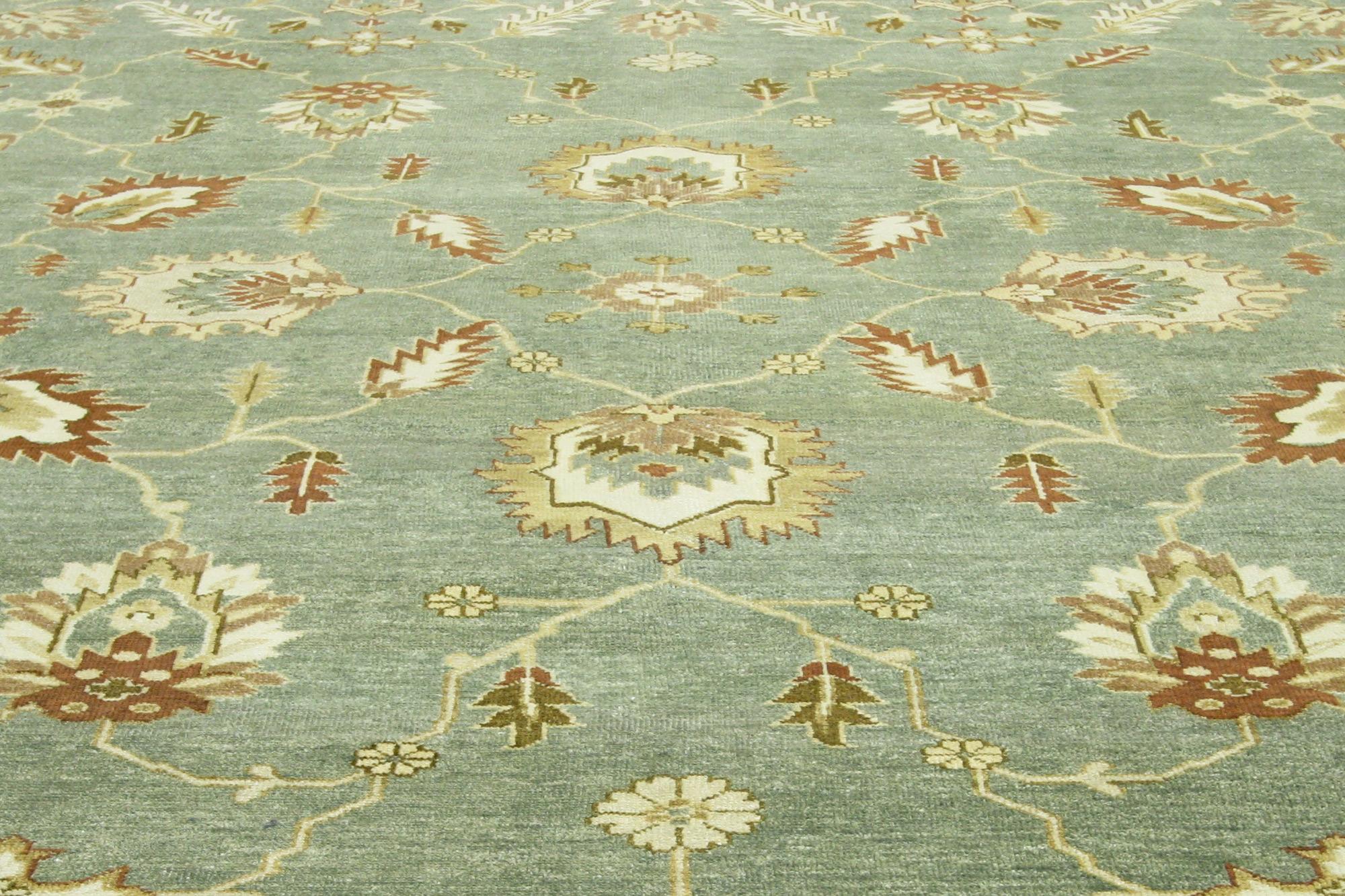 Hand-Knotted New Vintage-Inspired Indian Rug, Effortlessly Chic and Versatile For Sale