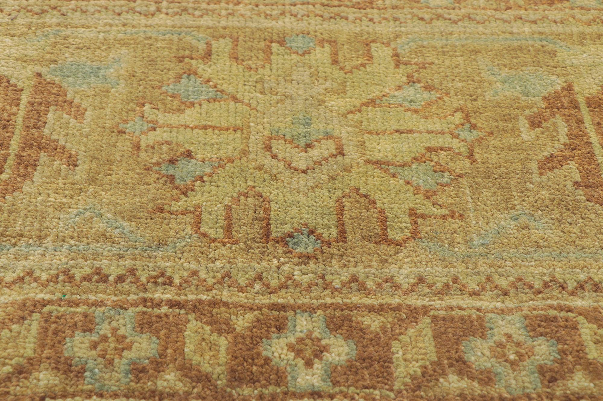 New Vintage-Inspired Oushak Rug with Earth-Tone Colors In New Condition For Sale In Dallas, TX