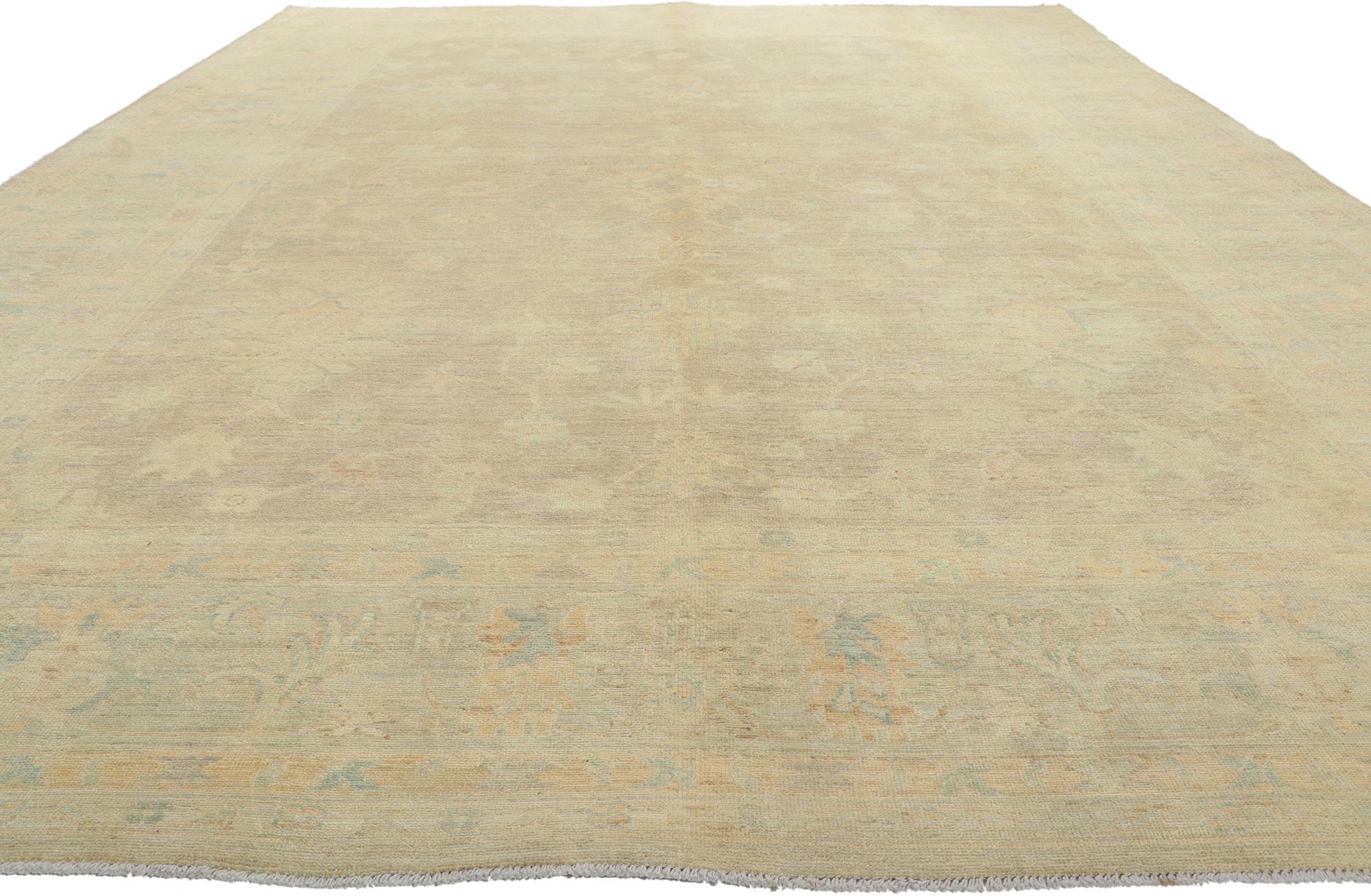 Contemporary New Vintage-Inspired Oushak Rug For Sale