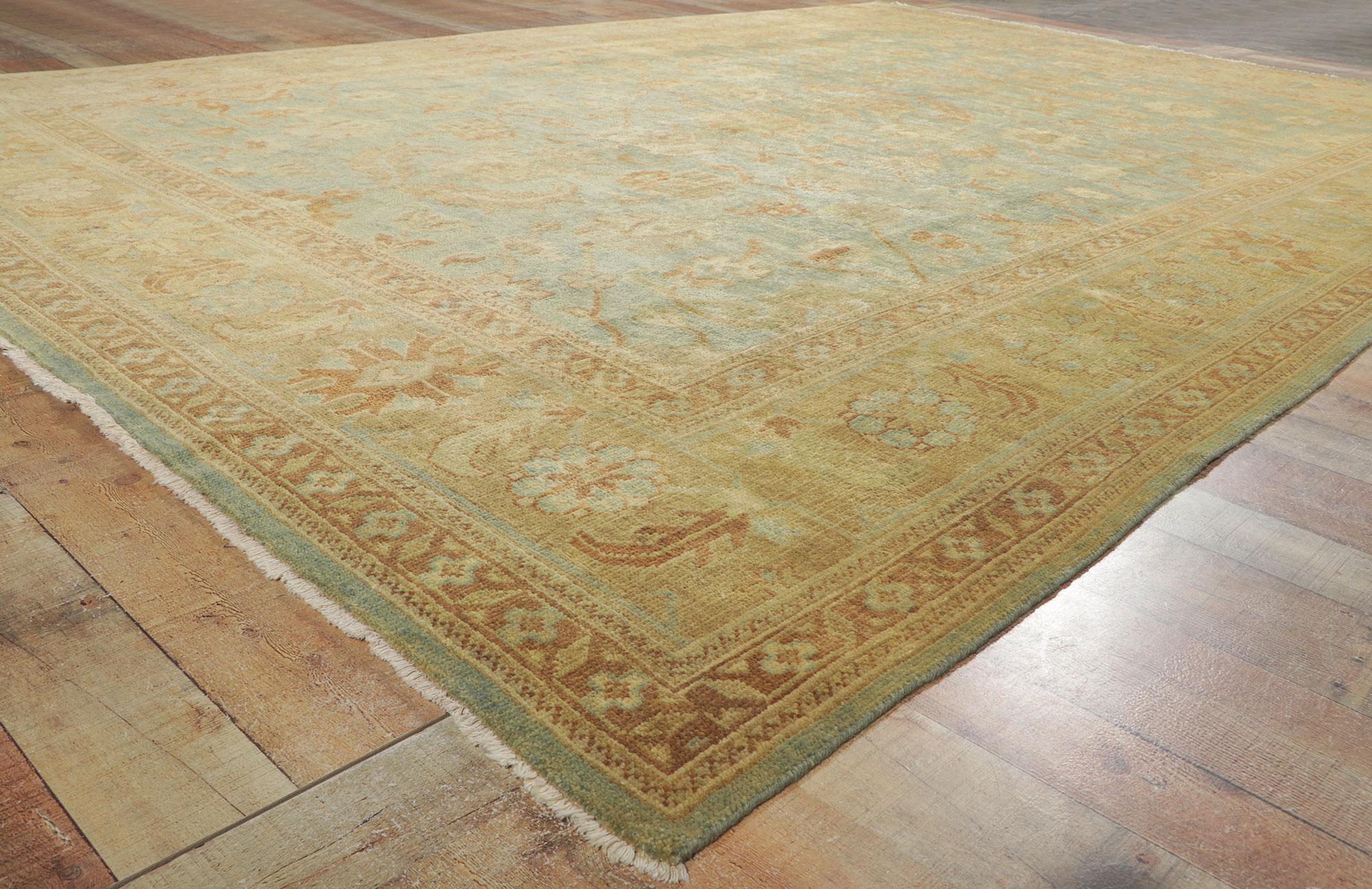 New Vintage-Inspired Oushak Rug with Earth-Tone Colors For Sale 1