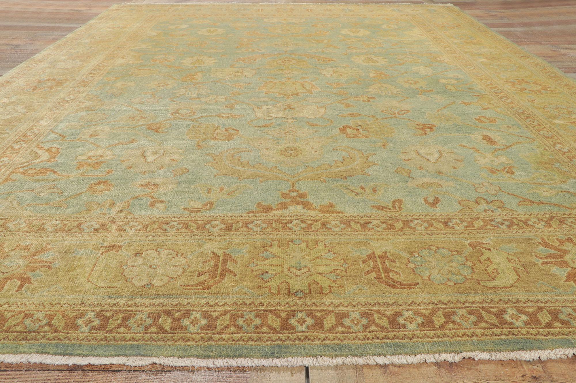 New Vintage-Inspired Oushak Rug with Earth-Tone Colors For Sale 2