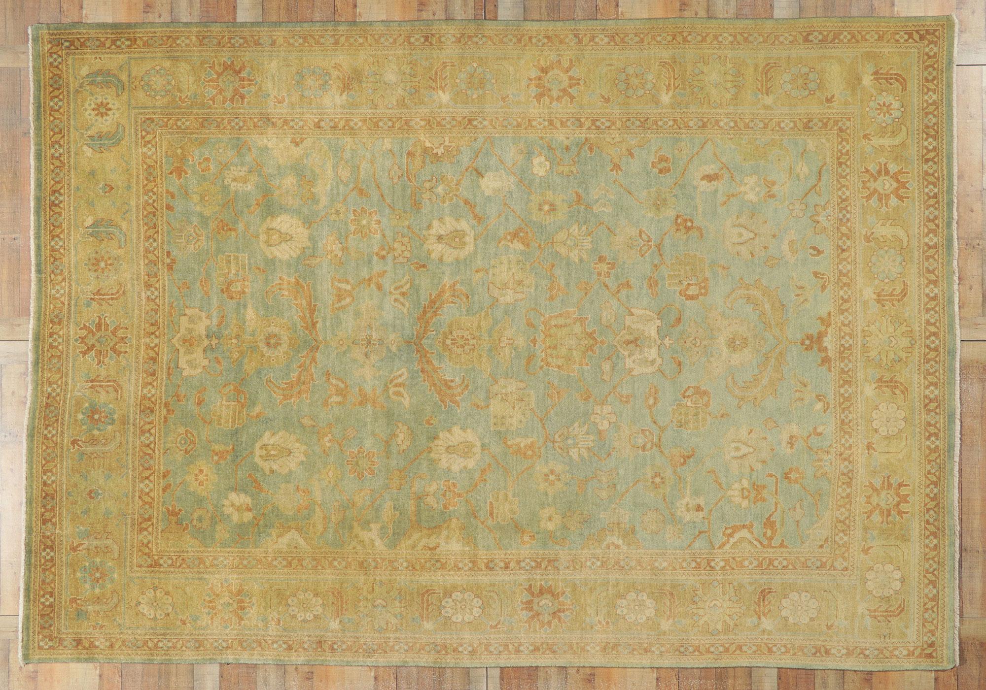 New Vintage-Inspired Oushak Rug with Earth-Tone Colors For Sale 3