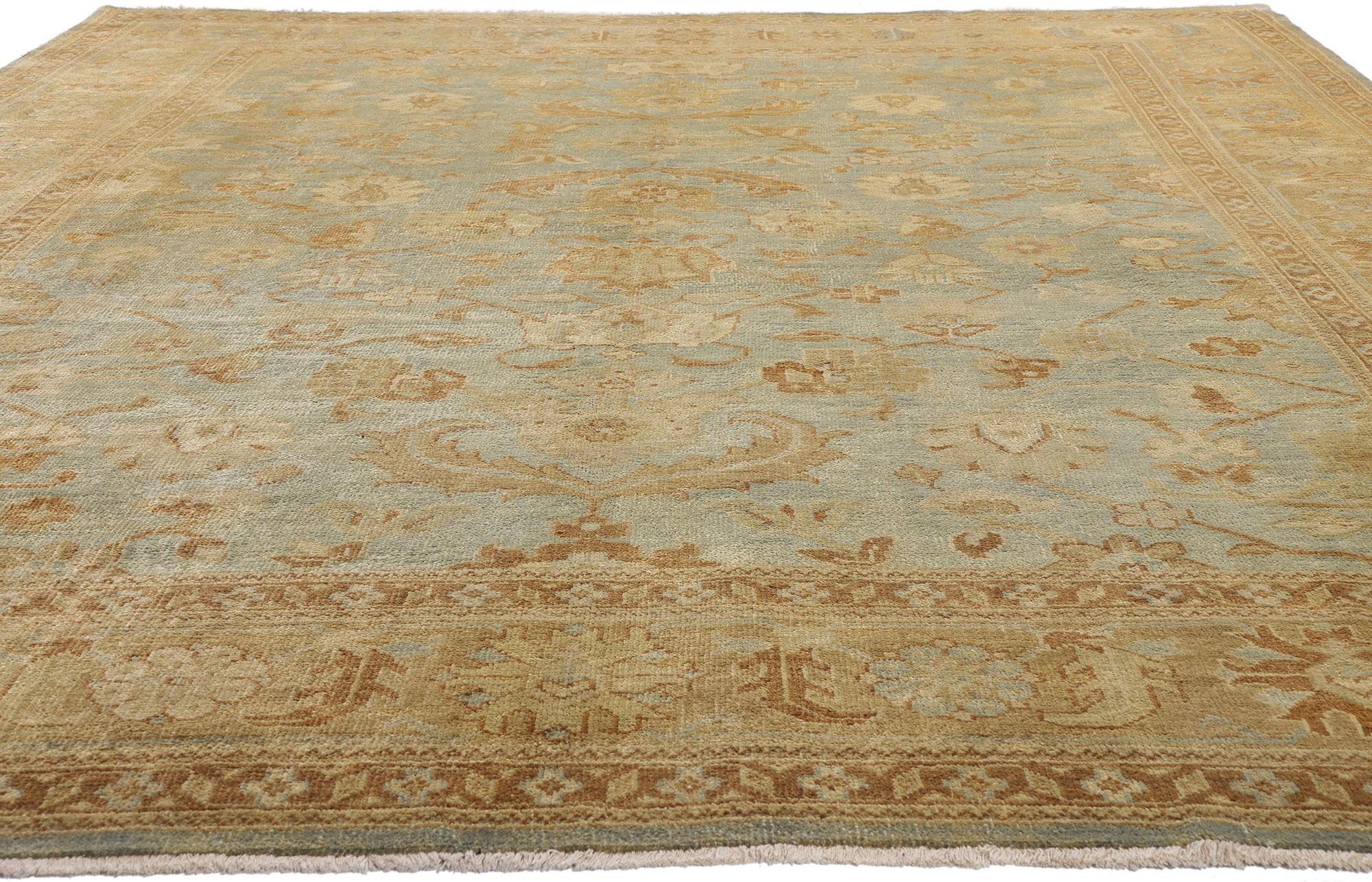 New Modern Oushak Rug with Traditional Style and Soft Earth-Tone Colors In New Condition For Sale In Dallas, TX