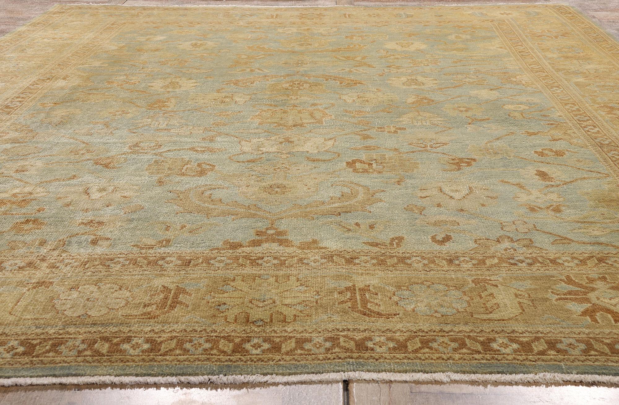 New Modern Oushak Rug with Traditional Style and Soft Earth-Tone Colors For Sale 7