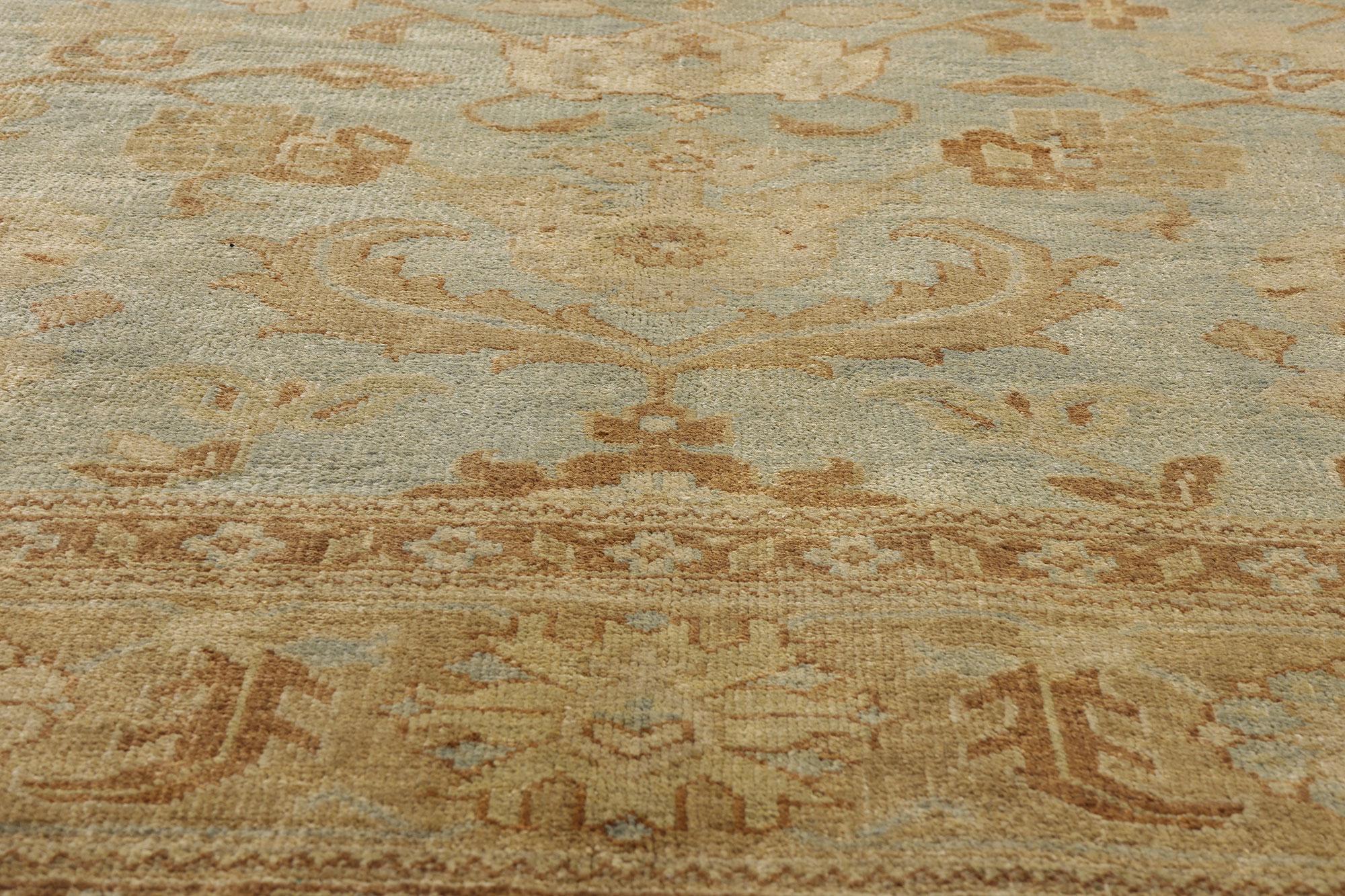 New Modern Oushak Rug with Traditional Style and Soft Earth-Tone Colors For Sale 1