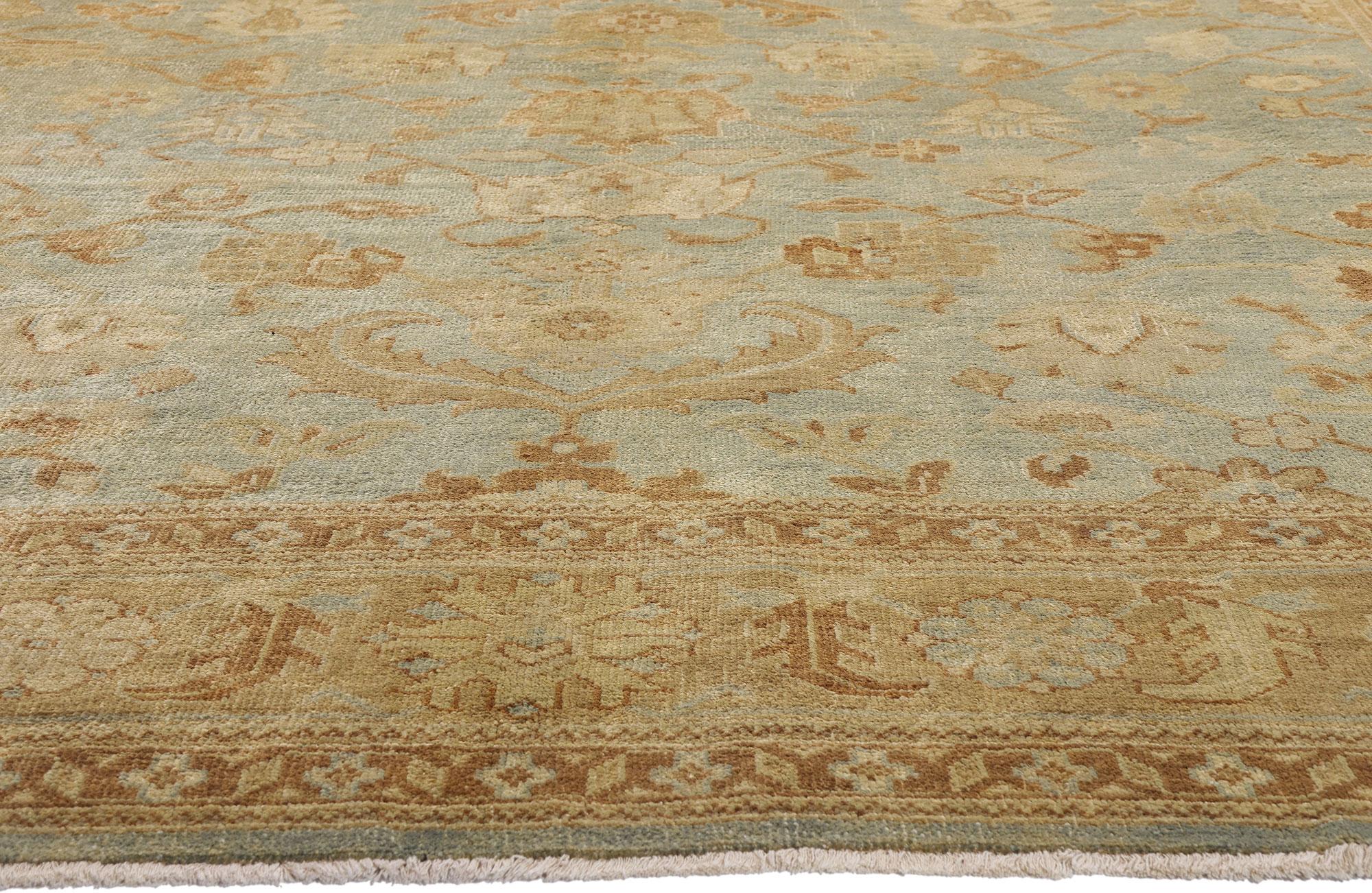 Wool New Modern Oushak Rug with Traditional Style and Soft Earth-Tone Colors For Sale