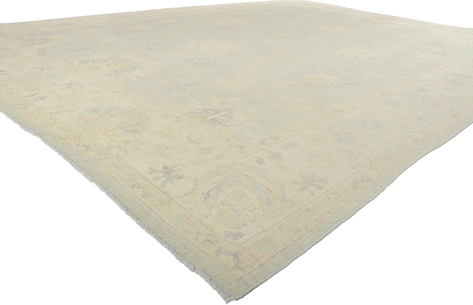 80215 New Vintage-Inspired Oushak Rug, 10.00 x 13.08. Emanating serenity and sophistication, this hand knotted wool modern Oushak style rug provides an elegant and genteel design aesthetic with soft subtle hues. It features an all-over botanical