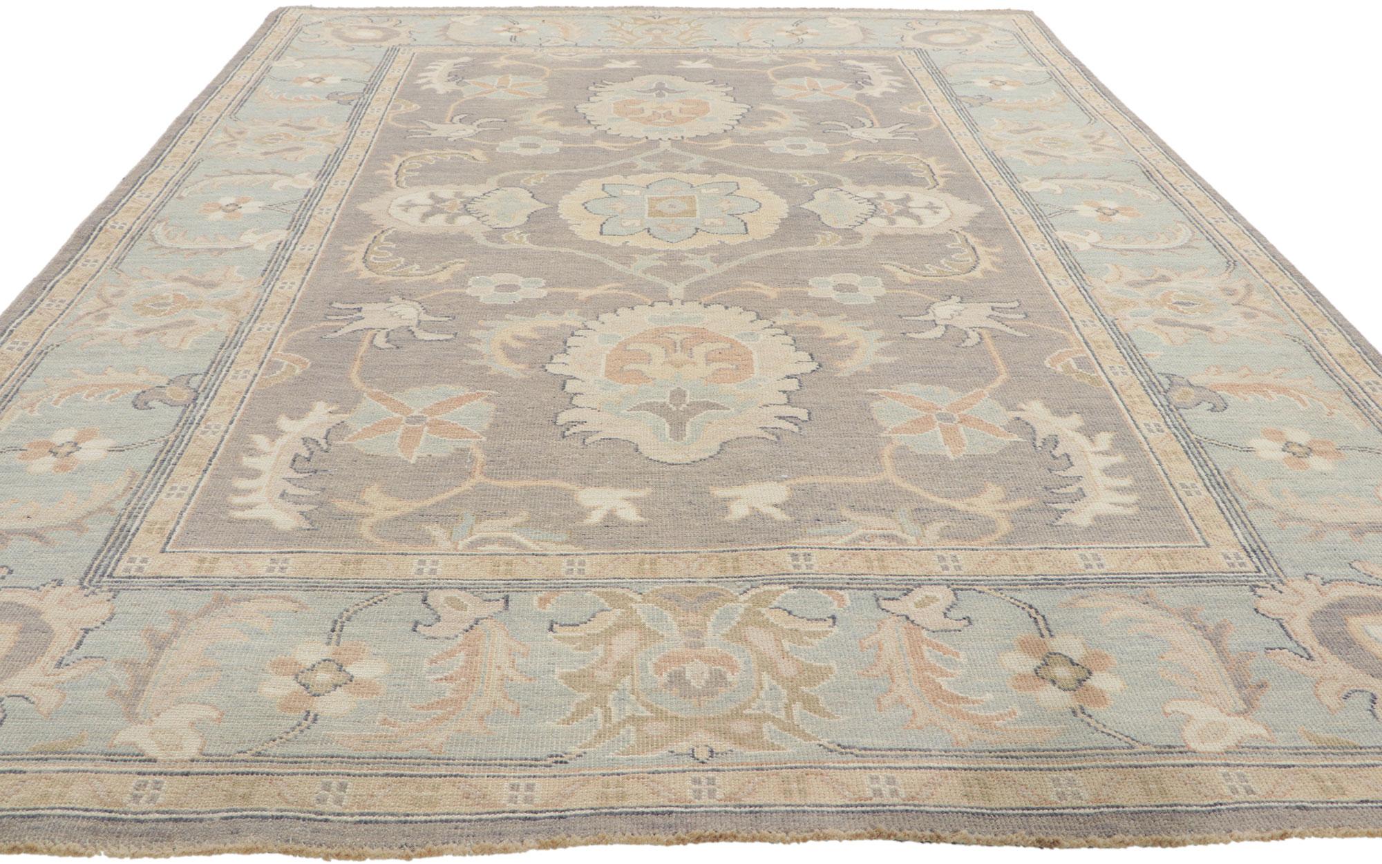 Pakistani New Vintage-Inspired Oushak Rug with Modern Style For Sale