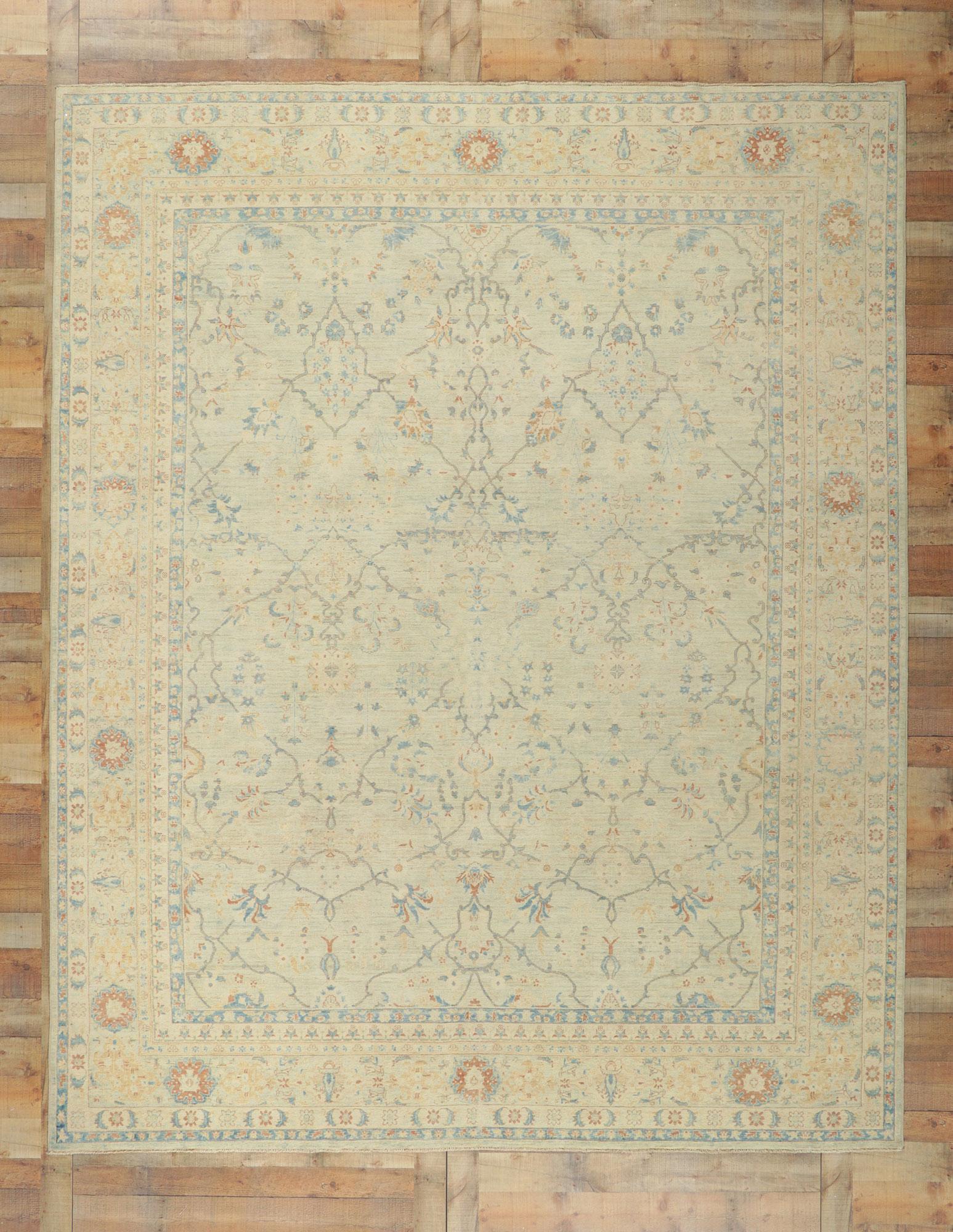 New Vintage-Inspired Oushak Rug with Modern Style In New Condition For Sale In Dallas, TX