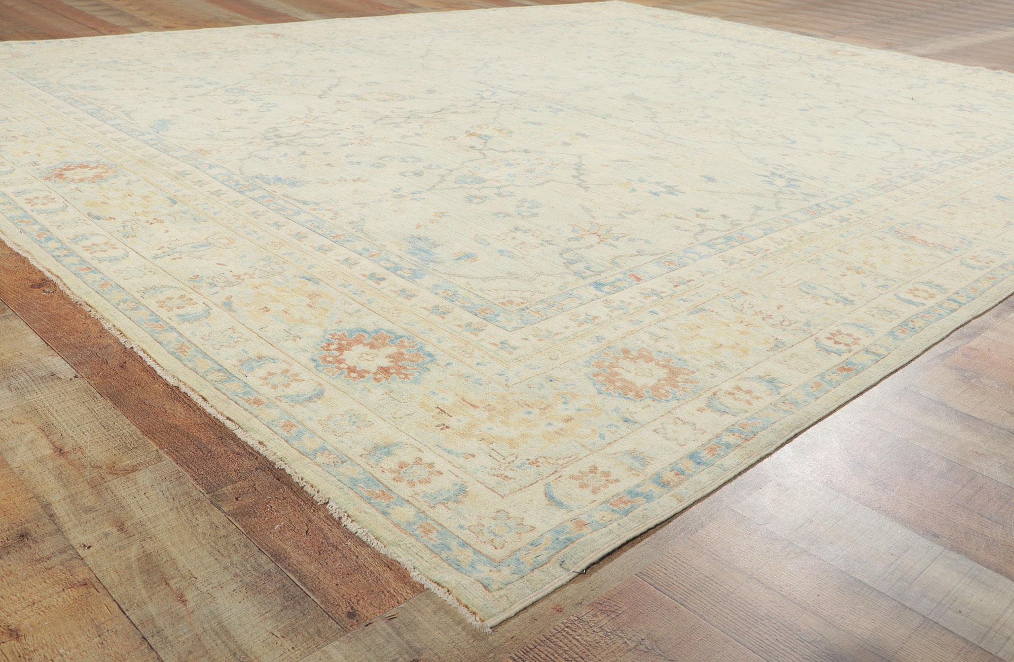 Wool New Vintage-Inspired Oushak Rug with Modern Style For Sale
