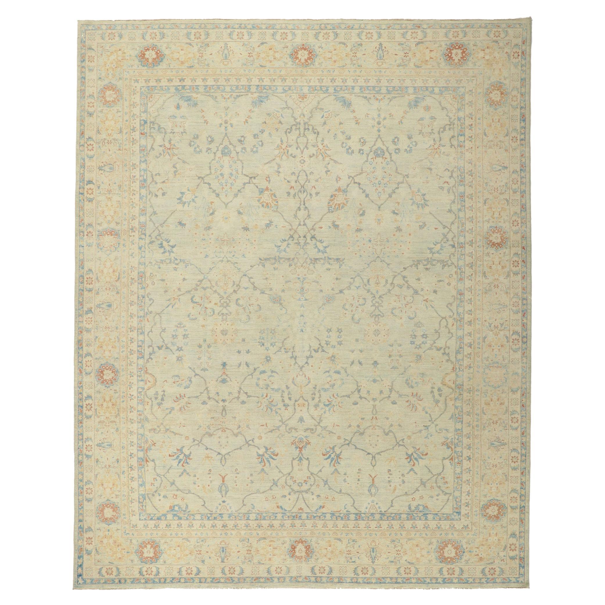 New Vintage-Inspired Oushak Rug with Modern Style For Sale