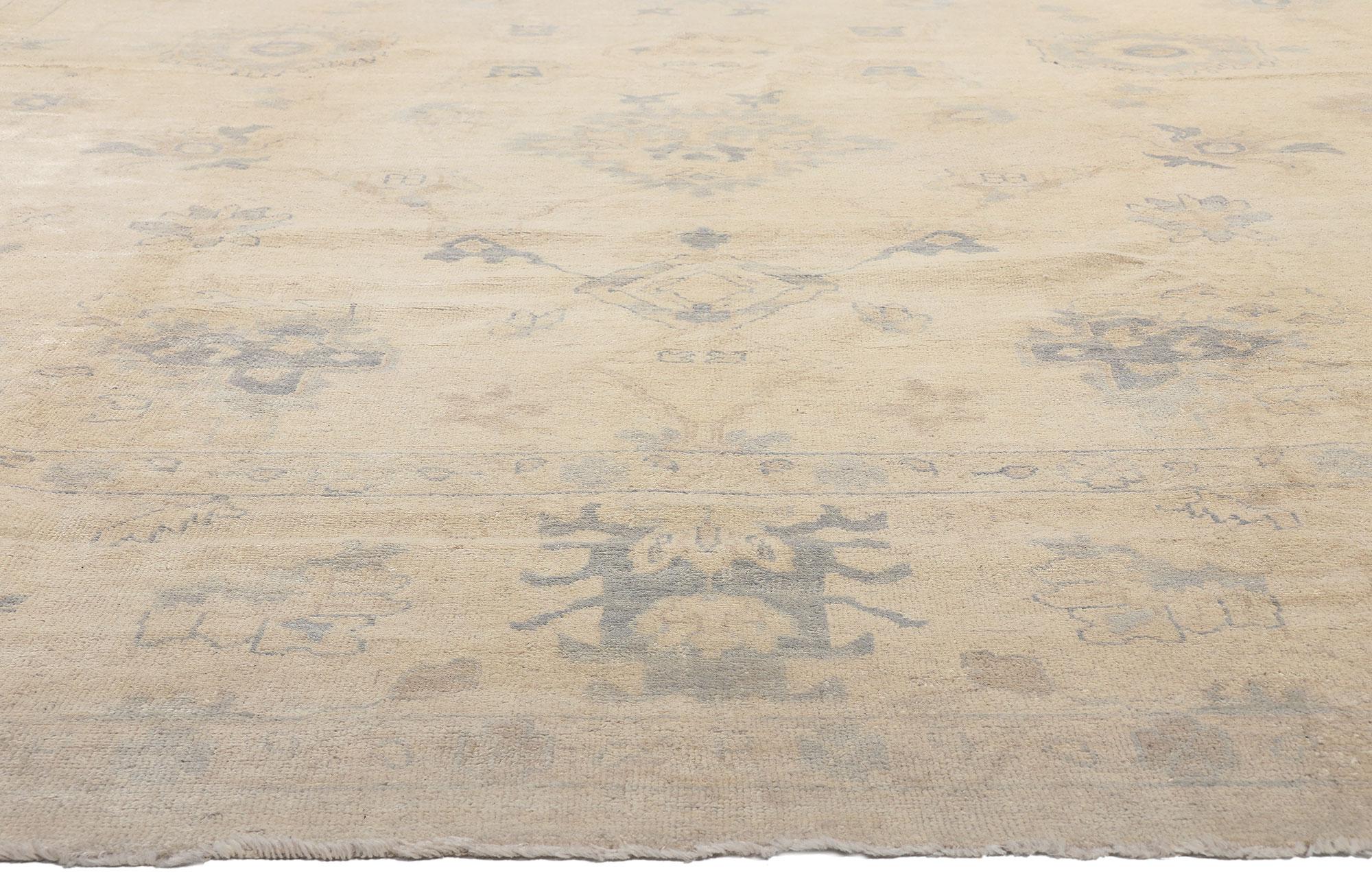 New Vintage-Inspired Oushak Rug with Muted Soft Colors In New Condition For Sale In Dallas, TX