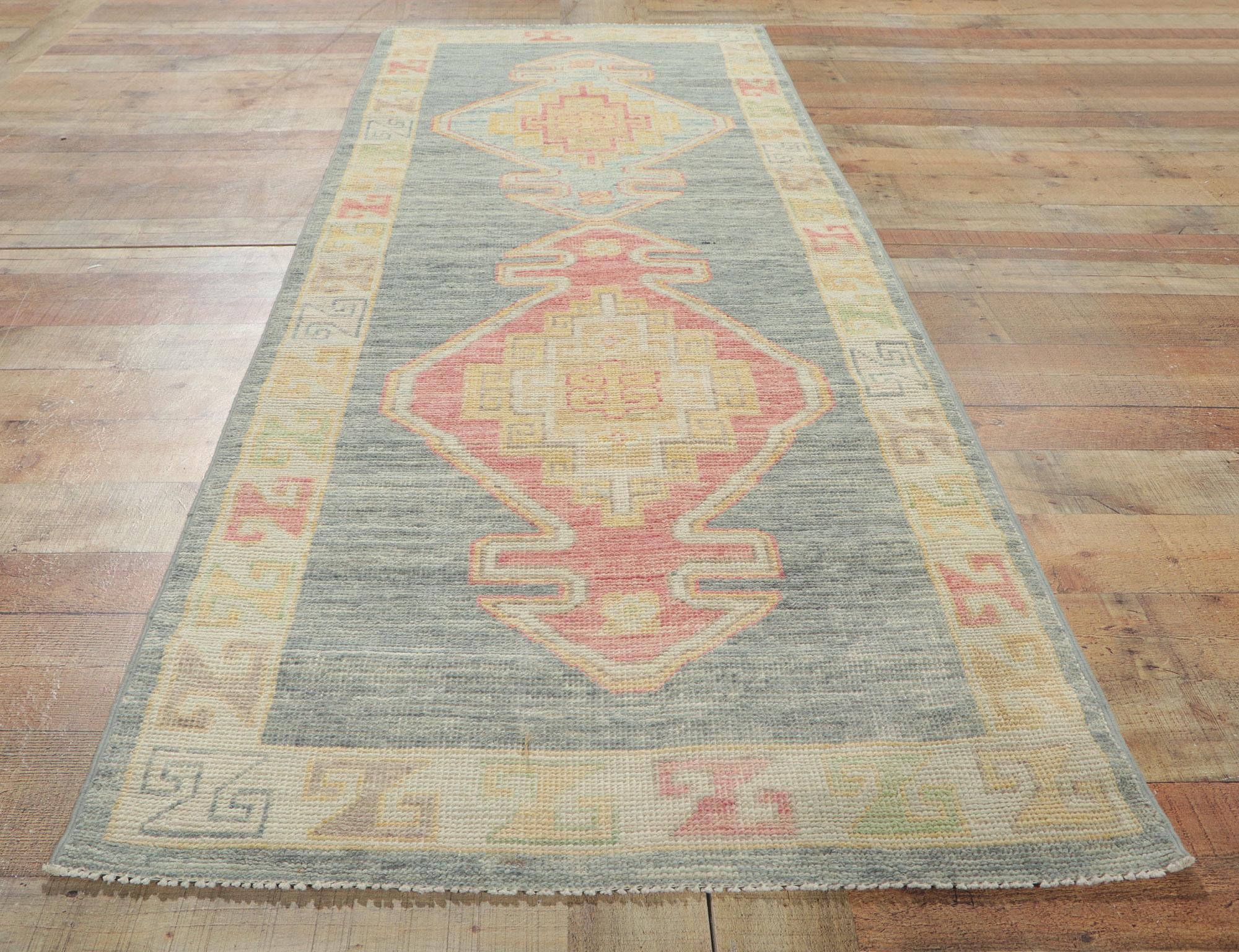 New Colorful Modern Oushak Rug with Contemporary Style For Sale 1
