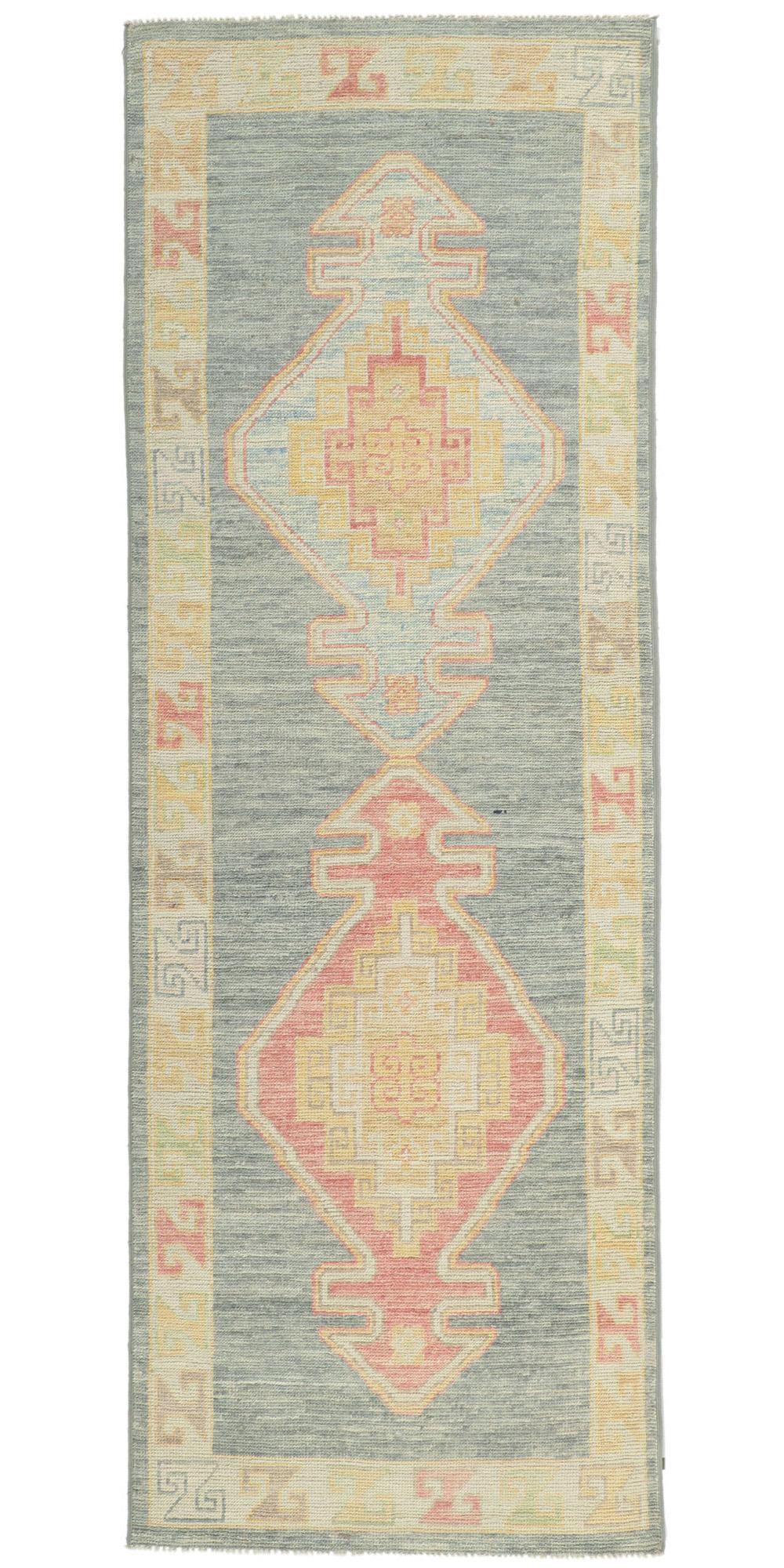 New Colorful Modern Oushak Rug with Contemporary Style For Sale 3