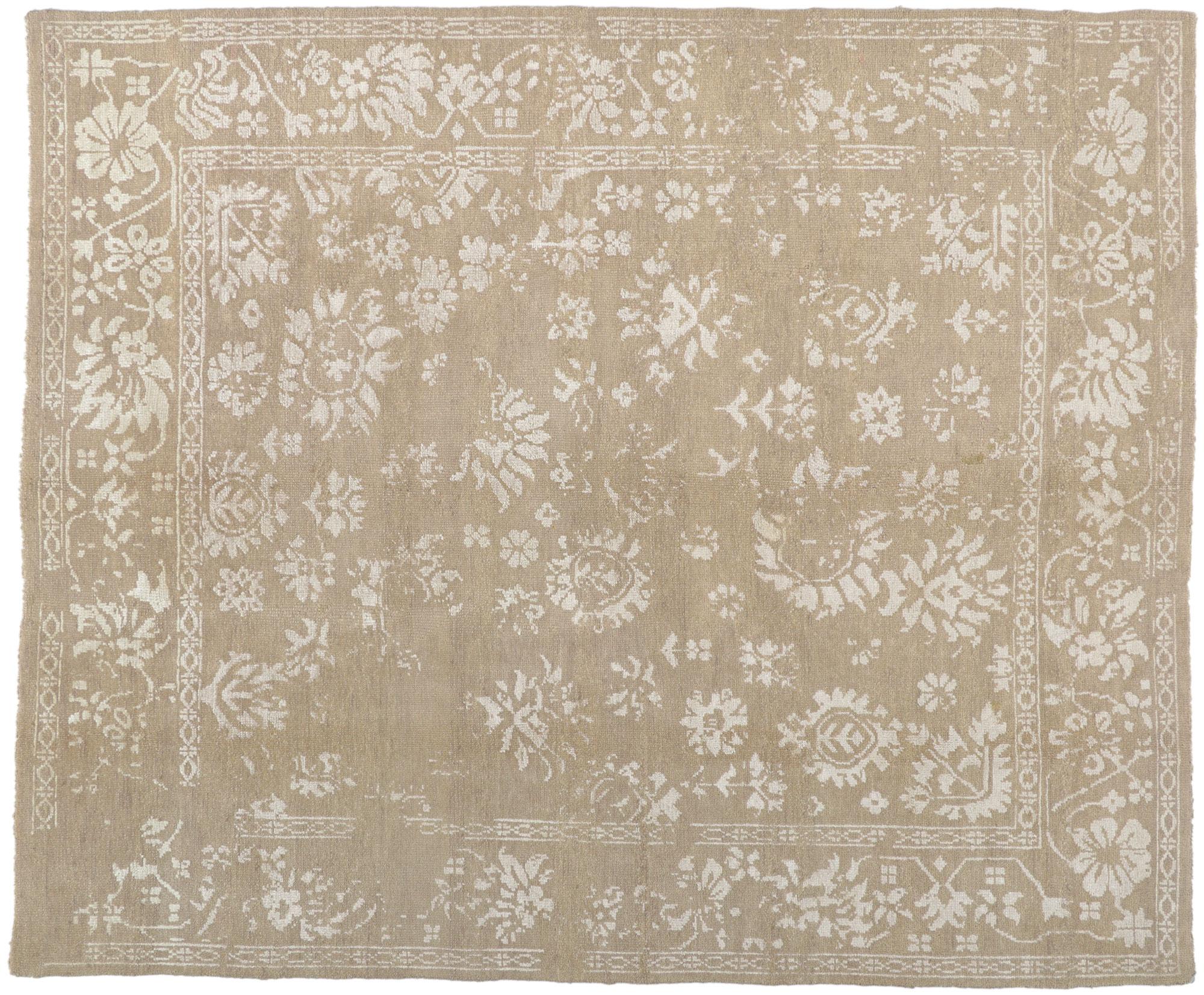Nouveau tapis transitionnel d'inspiration vintage avec de douces couleurs terreuses en vente 2