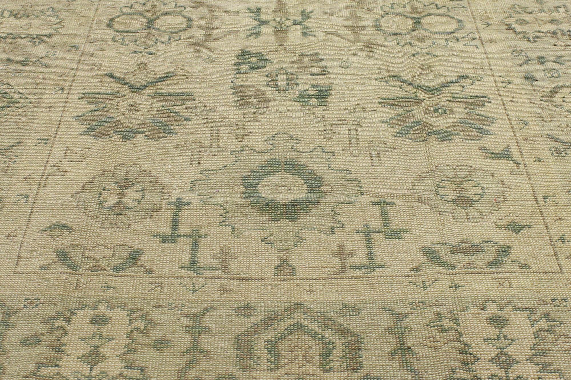 Hand-Knotted New Vintage-Inspired Turkish Oushak Rug with Earth-Tone Colors For Sale