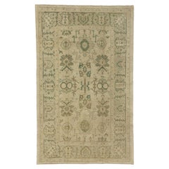 New Vintage-Inspired Turkish Oushak Rug with Earth-Tone Colors