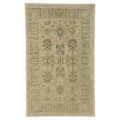 New Vintage-Inspired Turkish Oushak Rug with Earth-Tone Colors