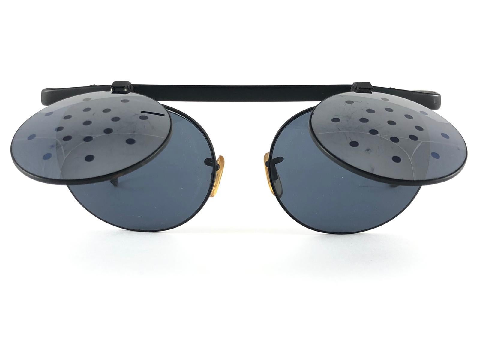 Women's or Men's New Vintage Issey Miyake Flip Top Dotted Mirror Lenses 1986 Japan Sunglasses For Sale