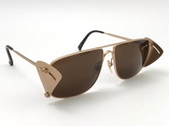 New Vintage Issey Miyake IM 102 Hinged Gold Matte 1985 Japan Sunglasses