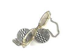 New Vintage Je Dol Pendant Earring Chess Pattern Sunglasses 1970's Usa Made