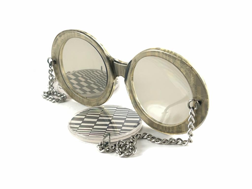 Women's New Vintage Je Dol Pendant Earring Chess Pattern Sunglasses 1970's Usa Made For Sale