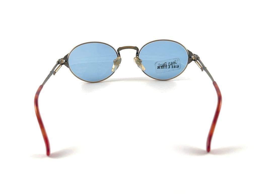 New Vintage Jean Paul Gaultier 55 4173 Copper Matte Sunglasses 1990's Japan In Excellent Condition In Baleares, Baleares