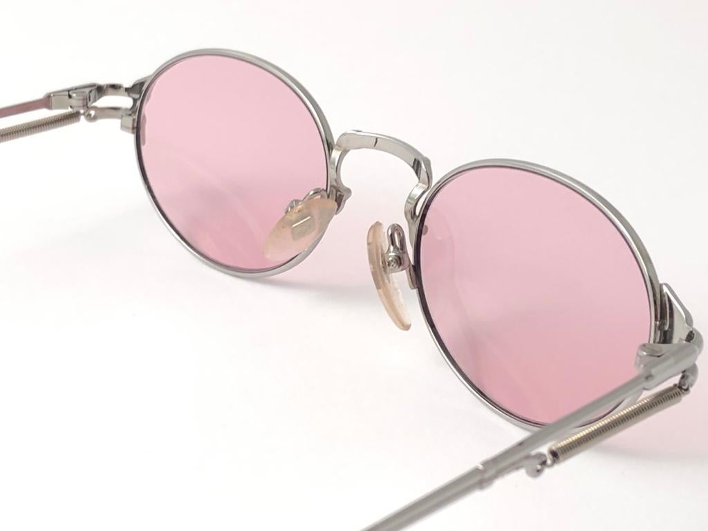 New Vintage Jean Paul Gaultier 55 4173 Silver Oval Frame Sunglasses 1990's Japan In New Condition In Baleares, Baleares