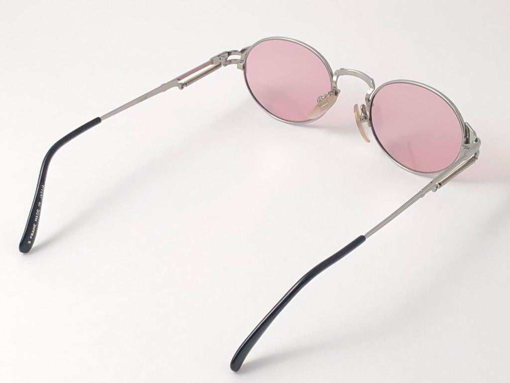 Women's or Men's New Vintage Jean Paul Gaultier 55 4173 Silver Oval Frame Sunglasses 1990's Japan