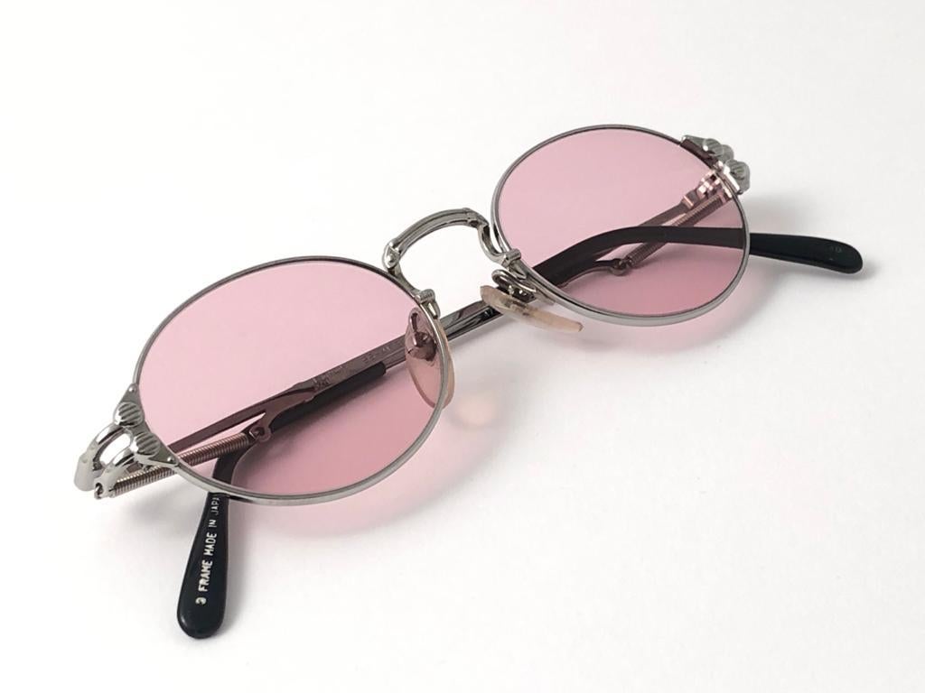 New Vintage Jean Paul Gaultier 55 4173 Silver Oval Frame Sunglasses 1990's Japan 1