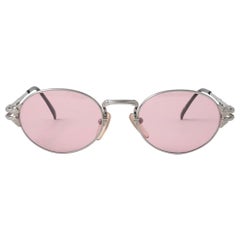 New Vintage Jean Paul Gaultier 55 4173 Silver Oval Frame Sunglasses 1990's Japan