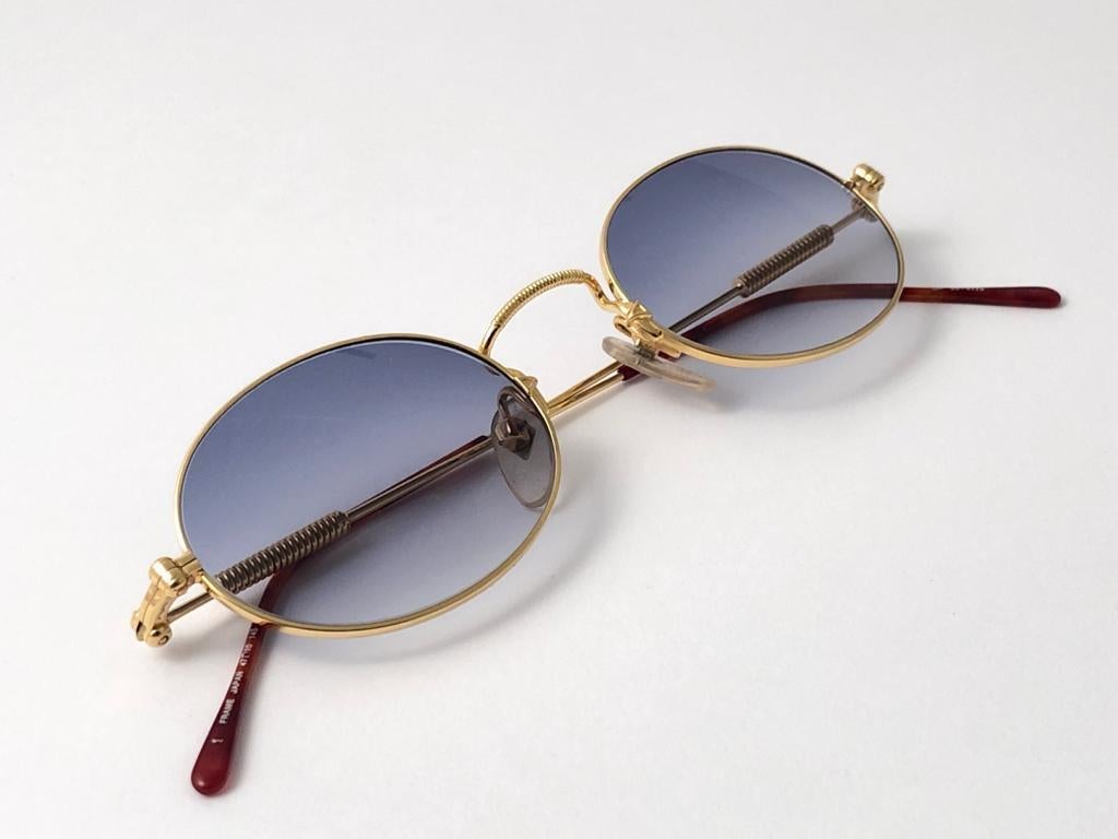 New Vintage Jean Paul Gaultier 55 4179 Gold Oval Frame Sunglasses 1990's Japan 2